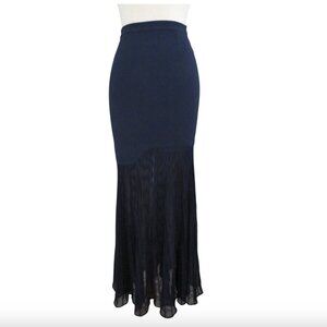 CEDRIC CHARLIER Knit maxi skirt w Pleated mesh NWT IT 42 US 8